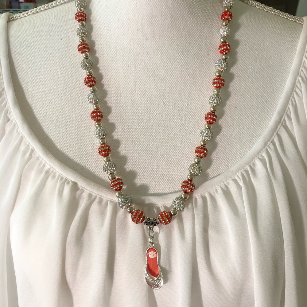 Clemson flip flop necklace